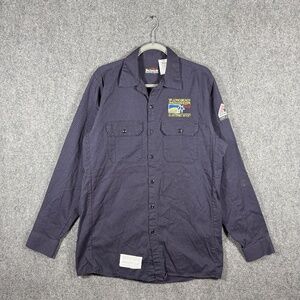 Bulwark FR Flame Resistant CAT 2 Button Work Shirt Navy Blue Size Medium #1940